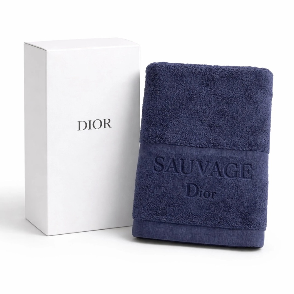 Dior Navy Embossed Sauvage Bath Towel